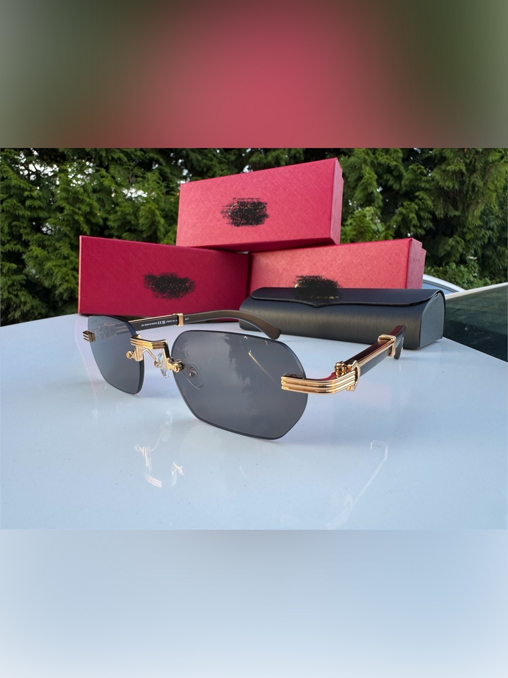 Gold-Accented Black Lens Men's Sunglasses